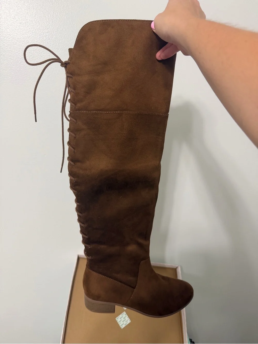 Women’s Over-the-Knee Suede Lace-Up Boot - Brown
